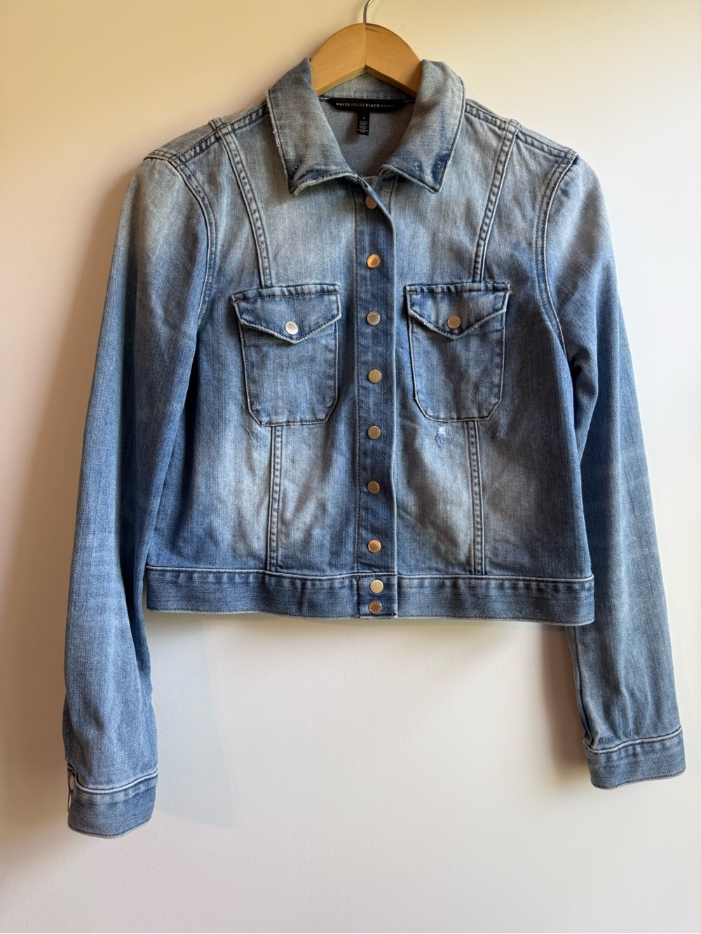 White House Black Market Light Blue Washed Denim Jacket